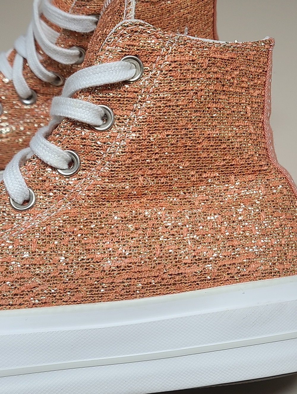 Converse CTAS Lift Metallic glitter platform casual hi top sneakers size 8 1/2 - Picture 6 of 10